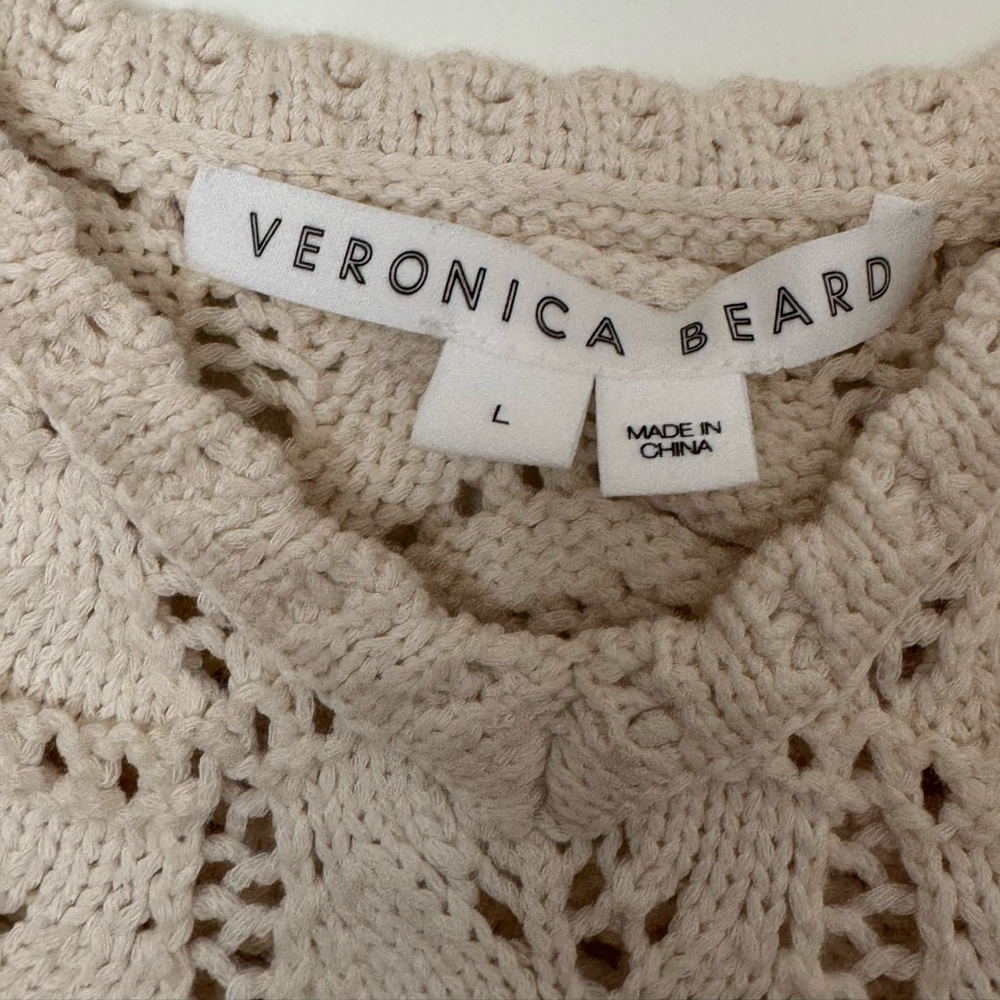 Veronica Beard Oswald Crochet Knit Cream Top - Picture 5 of 7